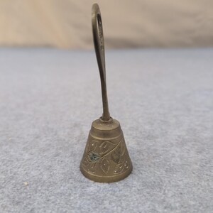 Vintage Brass Bell Bottle Opener Engraved Floral Design Unique Bar Tool image 3