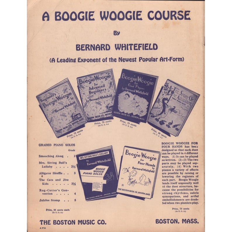 Anfänger-Boogie-Woogie von Bernard Whitefield – Vintage-Klaviernotenbuch Bild 2
