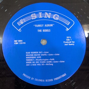 The Rebels Quartet Family Album Vinyl LP Sing Records MLP 8004 Southern Gospel image 3