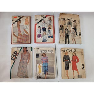 VTG 1980's Women's Size 14 Sewing Patterns Lot of 6 Simplicity McCall's Blouses+ image 1