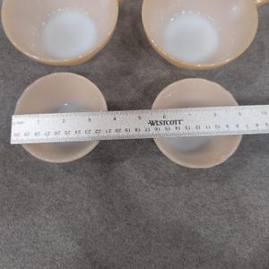 Fire King Peach Luster Milk Glass Handled Chili Bowls and Custard Cups Set of 6 image 3