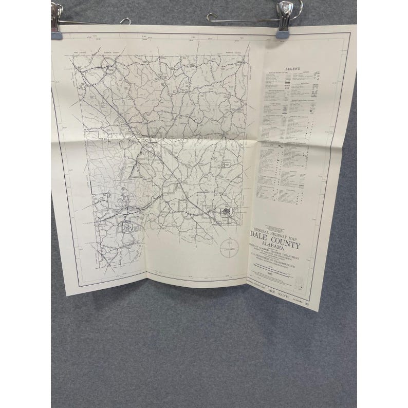 VTG 1973 Dale County Alabama General Highway Map 20" x 18" Ozark Daleville image 1