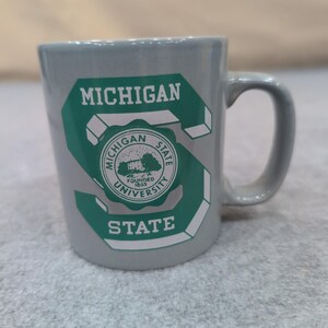 Vintage Michigan State Spartans University Gray Ceramic Kiln Craft Coffee Mug image 1