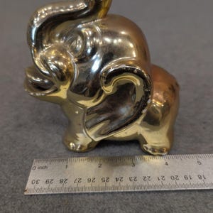 Vintage Gold Ceramic Elephant Ashtray Figurine Trunk Up Made in Japan image 4