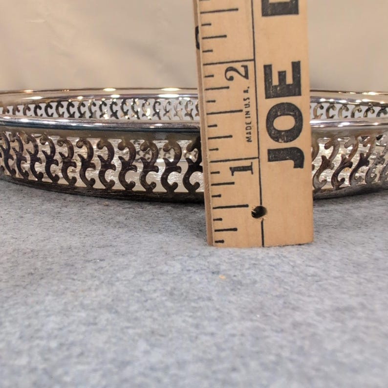 Oneida Silver Plate Oval Pierced Gallery Tray Etched Floral Made in USA image 8