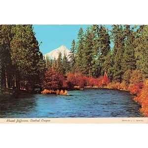 Vintage Mount Jefferson Central Oregon Metolius River Postcard 1971 Postmark image 1