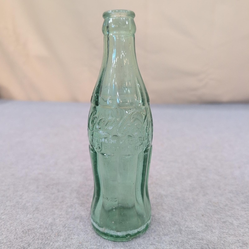 VTG Coca-Cola Glass Bottle Rome GA Georgia Green Embossed Hobbleskirt Contour image 1