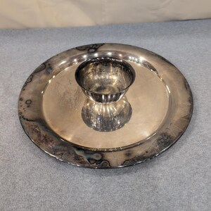 Wm A Rogers Oneida Silver Plated Chip and Dip Server Round Platter Bowl NA310 image 2