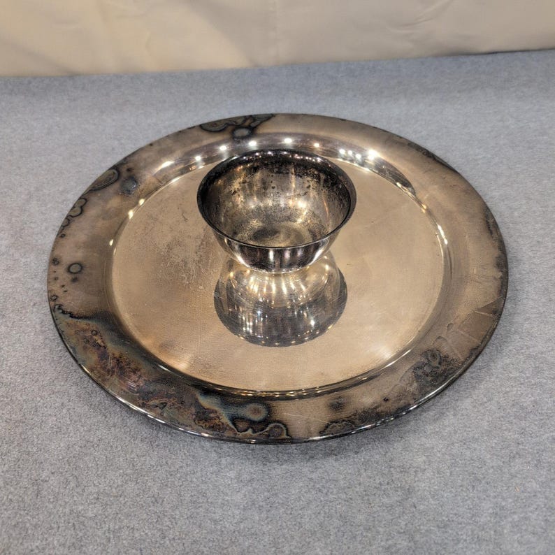 Wm A Rogers Oneida Silver Plated Chip and Dip Server Round Platter Bowl NA310 image 2