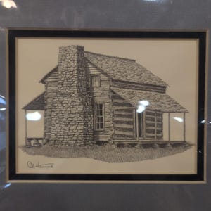 Al Hammond impression vintage cabane en rondins architecture rustique emmêlés art image 2