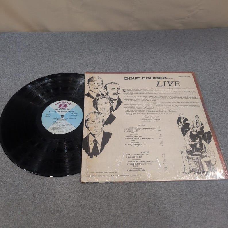 Dixie Echoes Live Vinyl LP Supreme Records Southern Gospel immagine 2