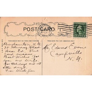 Carte postale de Noël vintage de 1914 « J'ai entendu les cloches le jour de Noël », série L&E 2274 image 2