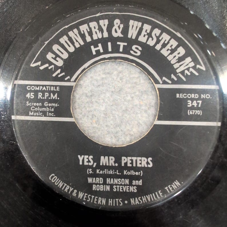 Woody Martin Green Green Grass of Home 45 RPM Vinyl Record 347 Nashville VG image 2