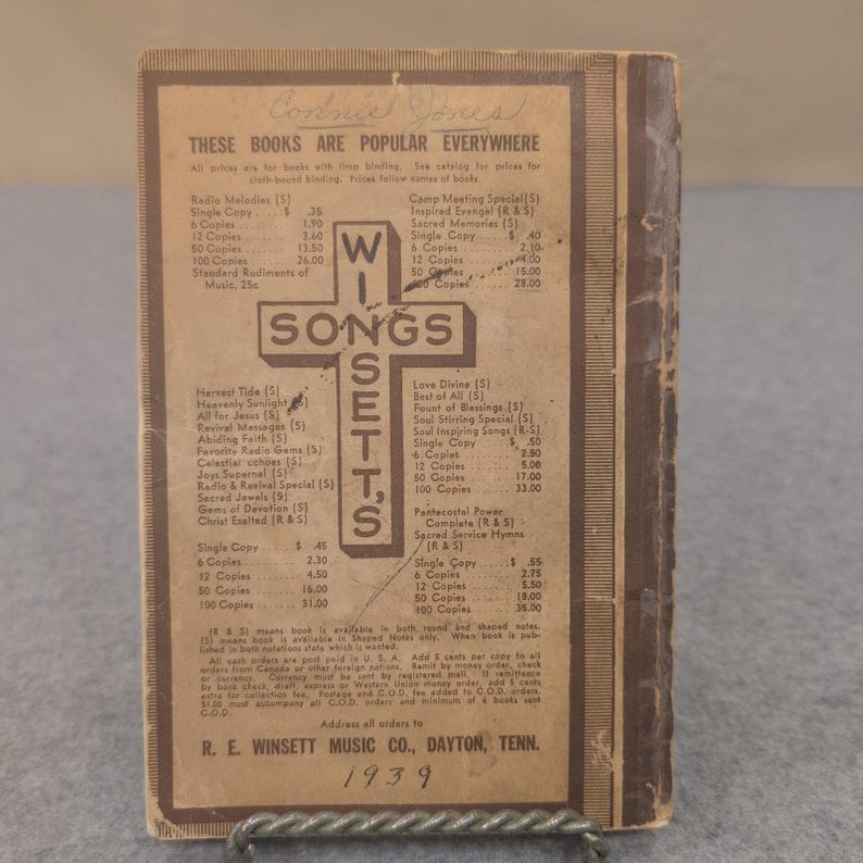 1939 Radio and Revival Special Hymn Book R. E. Winsett Shaped Notes Tennessee image 2
