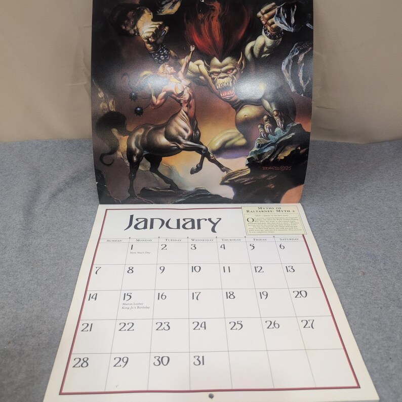 Calendario fantasy di Boris Vallejo del 1996, Philip Jose Farmer, Workman Publishing, ottime condizioni. immagine 2