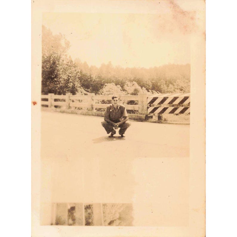 1940s Vintage Photograph Soldier Man Military Uniform Posed Photo image 1