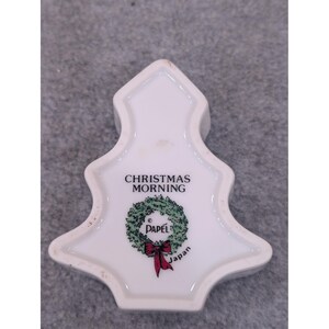 Papel Christmas Morning Tree Trinket Box Japan White Porcelain Gold Trim image 5