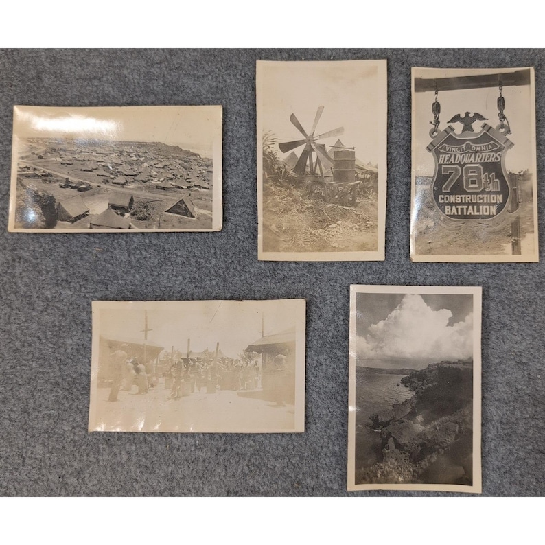 78th Construction Battalion Hdqtrs, Manus Naval Base 5 Vtg Photos Admiralty Is. image 1