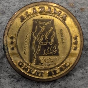 Alabama Great Seal Brass Uniform Button Superior Quality Vintage Gold Tone Metal image 1