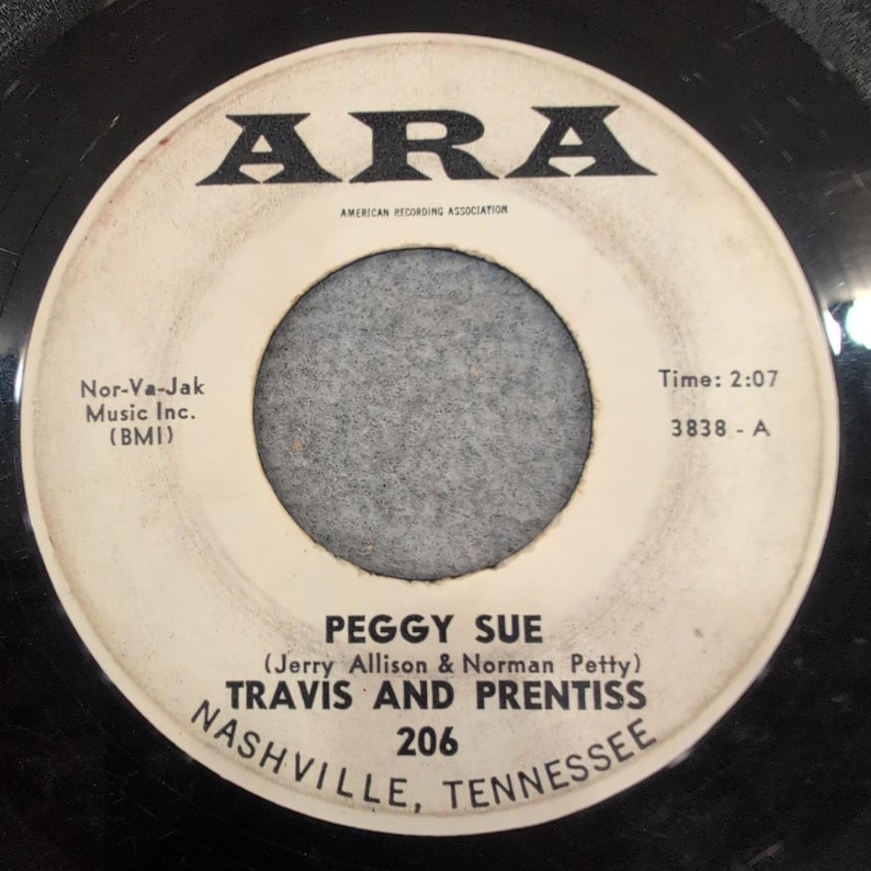 Travis and Prentiss Peggy Sue Blue Blue True Blue ARA 206 Nashville 45 RPM Vinyl Bild 1
