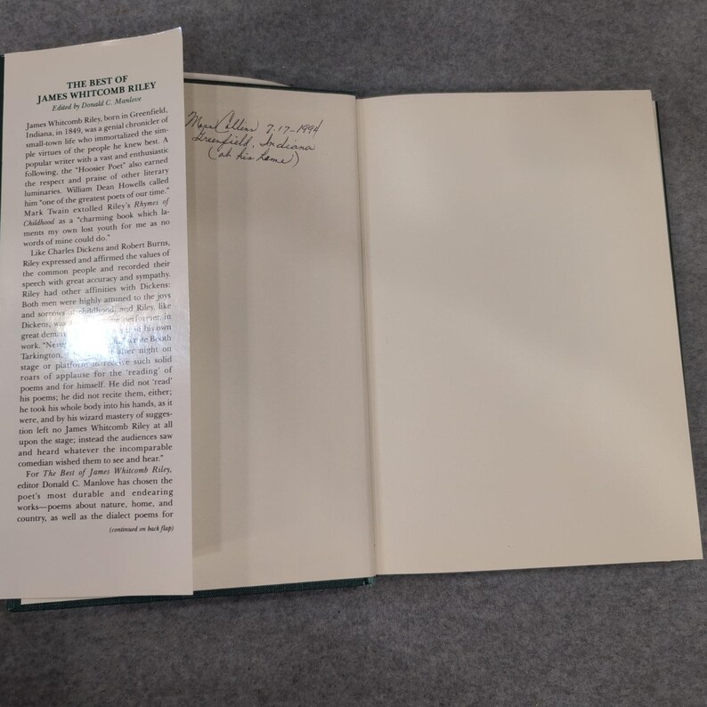 The Best of James Whitcomb Riley Ed., by Donald C Manlove Hardcover w Postcards+ image 4