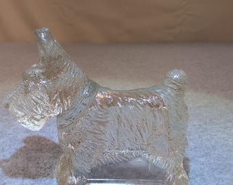 Vintage Clear Pressed Glass Scottish Terrier Scottie Dog Figurine Paperweight