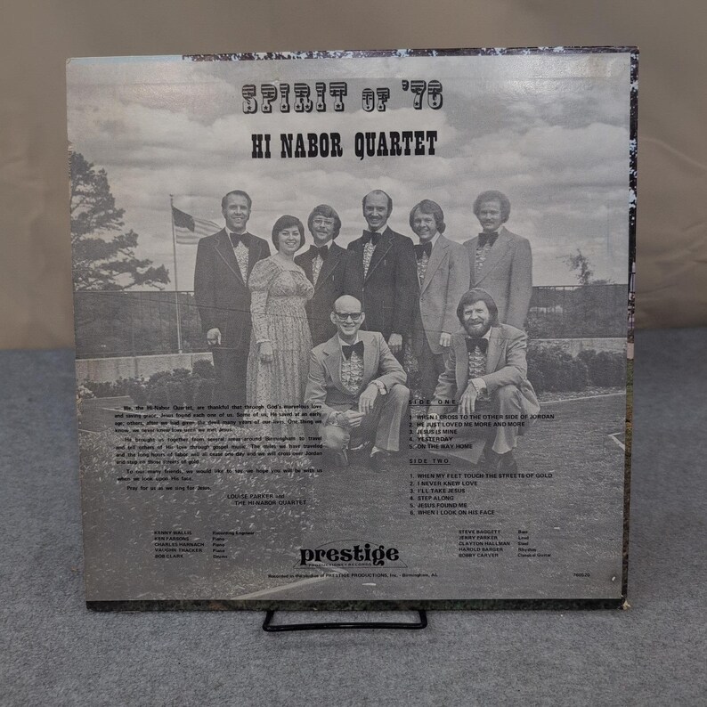 Hi Nabor Quartet Spirit of 76 Vinyl LP Prestige Records PP76-156 Southern Gospel image 2