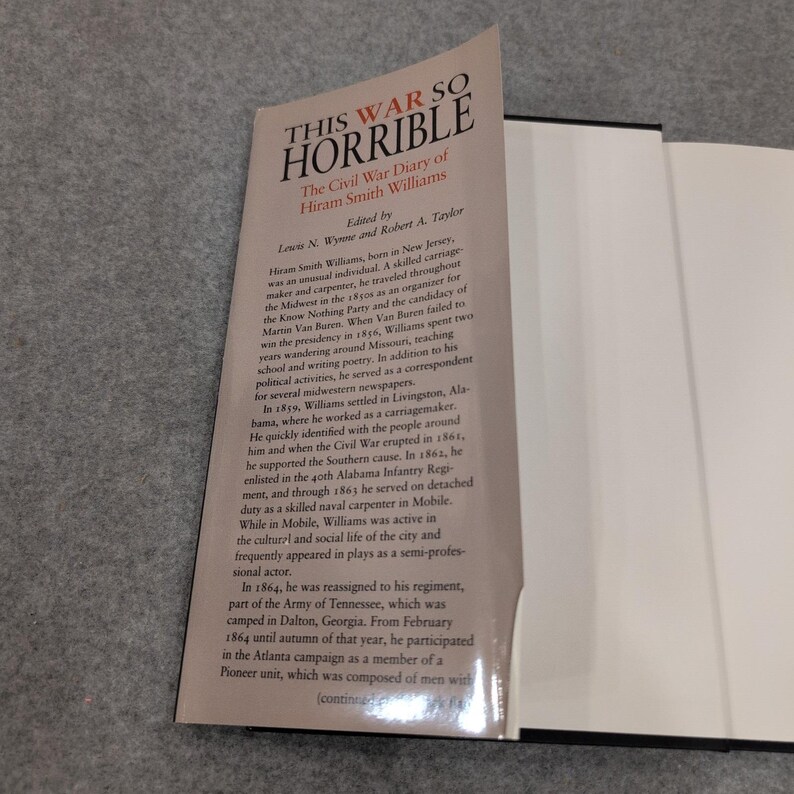 This War So Horrible Civil War Diary Hiram Smith Williams 1993 Hardcover Book image 3