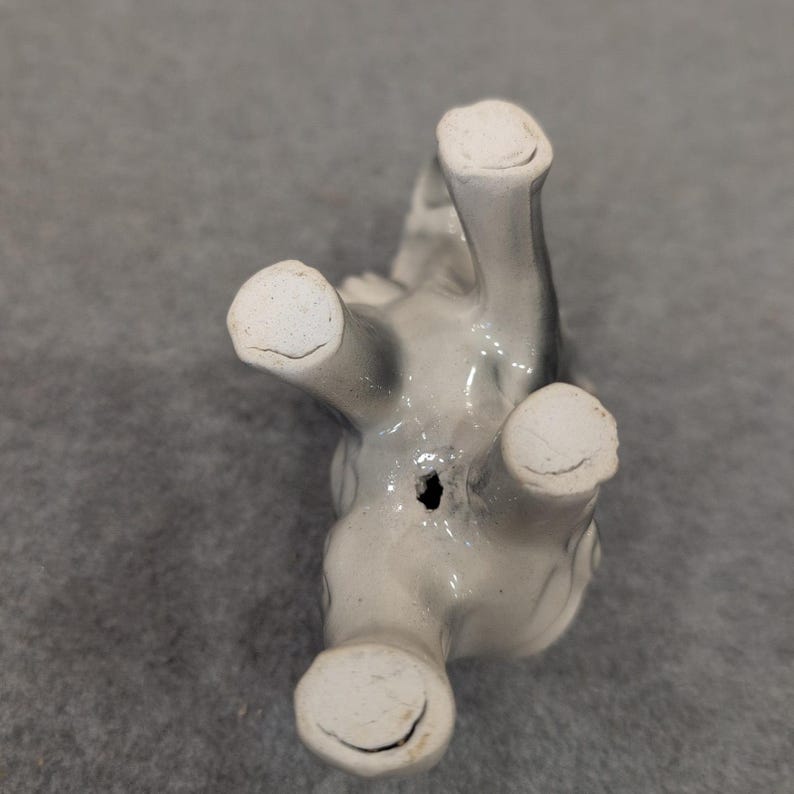 Vintage Gray Ceramic Elephant Figurine Trunk Up Good Luck Decorative Miniature image 4
