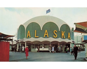 Seattle World's Fair 1962 Alaska Exhibit Pavilion Postcard Century 21 Exposition