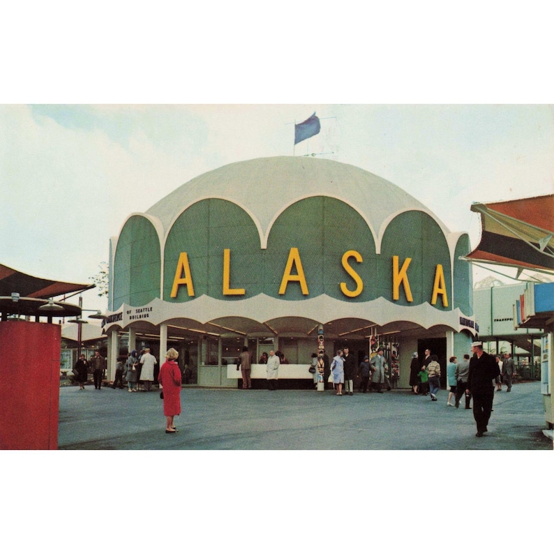Seattle World's Fair 1962 Alaska Exhibit Pavilion Postcard Century 21 Exposition image 1