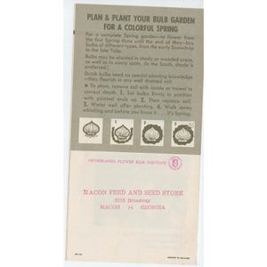 Vintage Macon Georgia Feed & Seed Store Bulb Planting Pamphlet Dutch Tulip Ad image 2