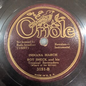 Roy Smeck Tropical Serenaders Oriole 3151 Indiana March My Isle Golden Dreams 78 image 1