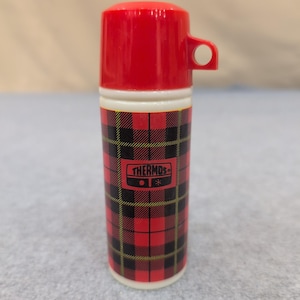 Thermos Sweet Honesty Body Splash Red Plaid Mini Flask 3 FL OZ Avon (Empty) image 1