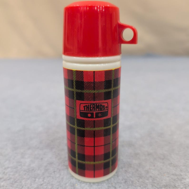 Thermos Sweet Honesty Body Splash Red Plaid Mini Flask 3 FL OZ Avon (Empty) image 1