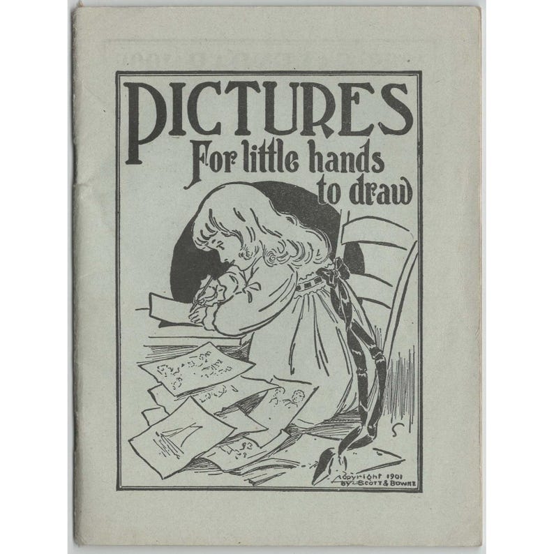1922 Pictures for Little Hands to Draw Vintage Childrens Tracing Book Plough Co image 1