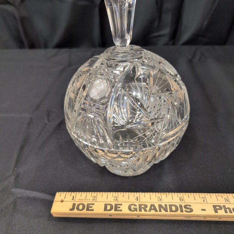 Vintage American Brilliant Style Cut Glass Lidded Candy Dish Pinwheel Starburst image 8
