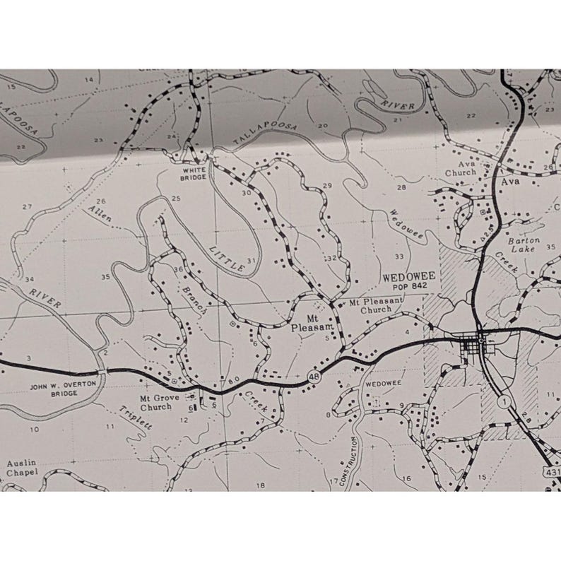 VTG 1974 Randolph County Alabama Highway Map - Pre Lake Wedowee 24" x 18" image 3