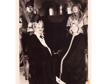 Vintage 1970s-80s Medieval Costume Portrait B&W Photo King Queen Guards VG-