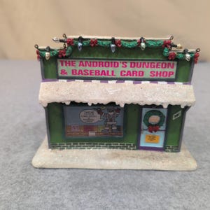 The Simpsons Android's Dungeon Baseball Card Shop Christmas Village Building image 1