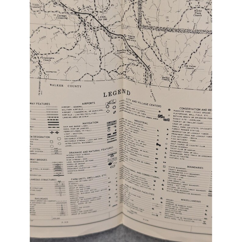 VTG 1976 Winston County Alabama General Highway Map 19" x 18" Haleyville image 3