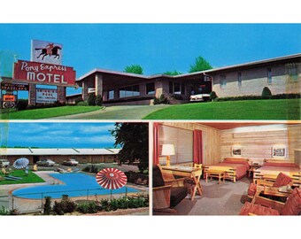 Pony Express Motel St Joseph MO Chrome Postcard Roadside Americana AAA