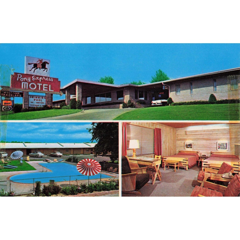 Pony Express Motel St Joseph MO Chrome Postcard Roadside Americana AAA image 1