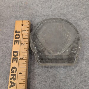 Vintage Clear Frosted Glass Scallop Sea Shell Paperweight Coastal Decor image 4