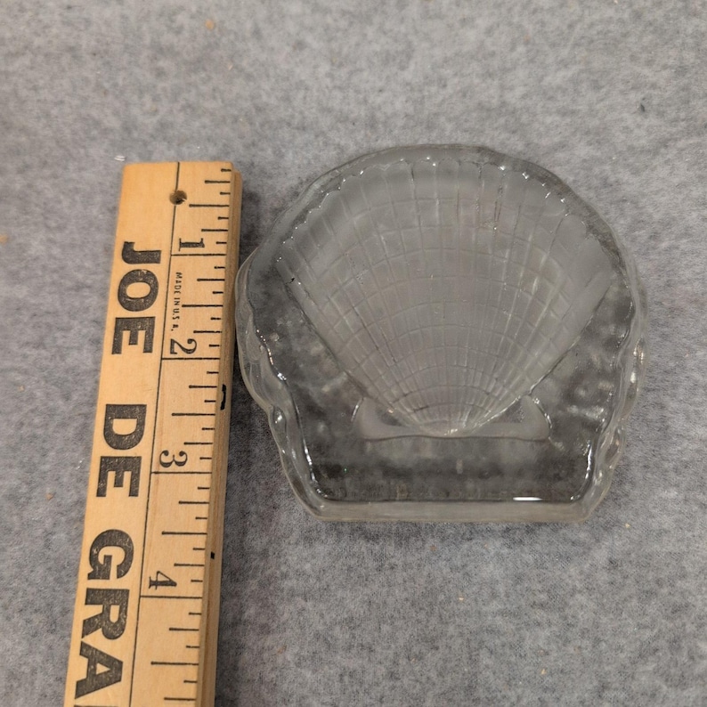 Vintage Clear Frosted Glass Scallop Sea Shell Paperweight Coastal Decor image 4