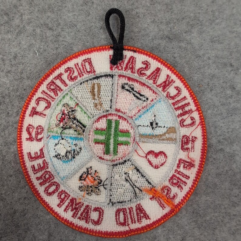 Chickasaw District First Aid Camporee 1992 Boy Scout Patch with Loop 4" image 2