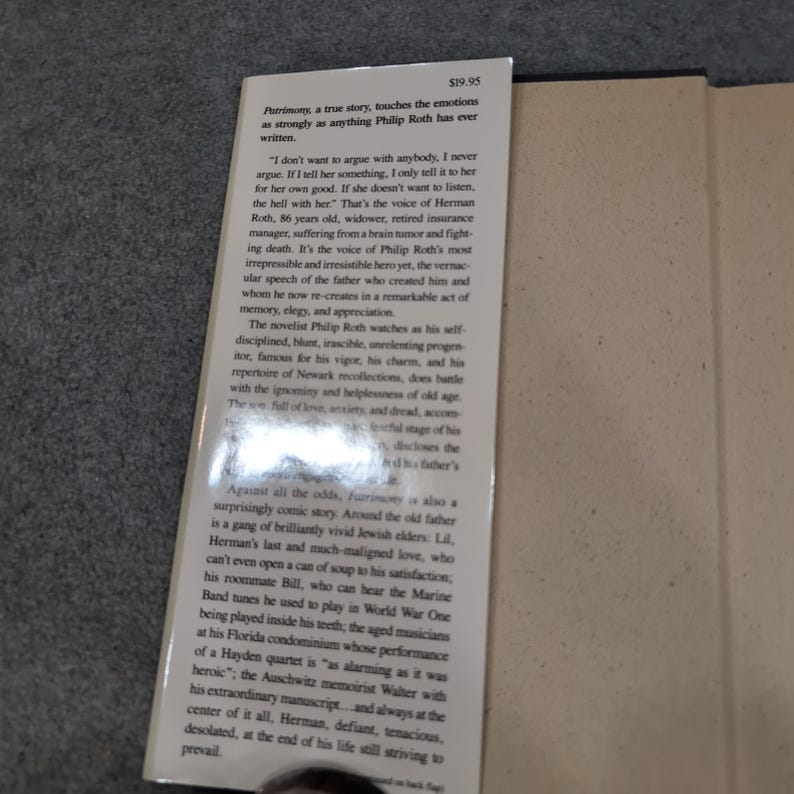 Patrimony A True Story Philip Roth First Edition Hardcover Memoir 1991 image 2