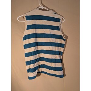 Duck Head Sleeveless Polo Shirt Blue White Striped Women's Large image 2