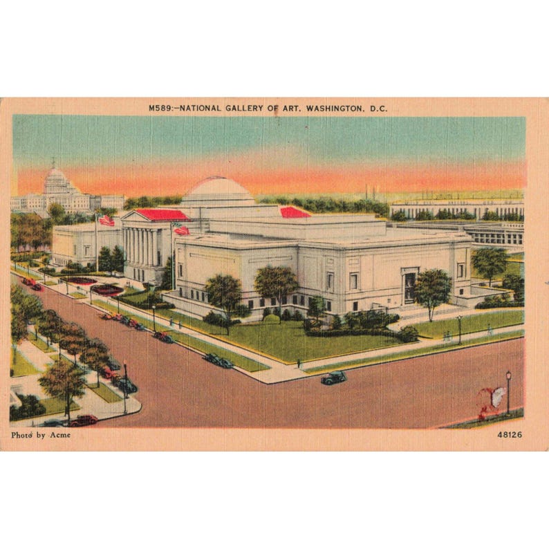 National Gallery of Art Washington DC Linen Postcard 1942 B.S. Reynolds Used image 1