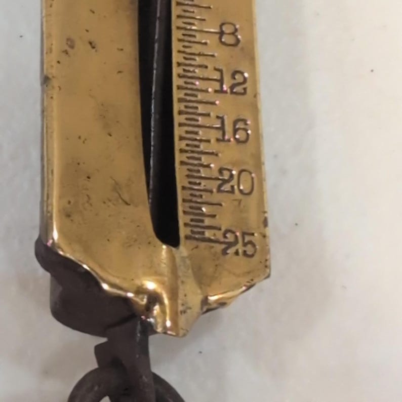 Vintage PS & W Co. Messinghängeskala 25 Pfund Stern Antik 8,5 Zoll 1890-1910 Bild 7